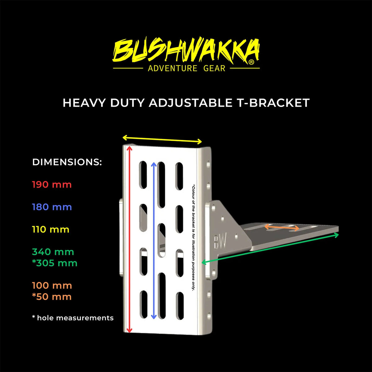 Adjustable Heavy Duty T-Bracket Stainless Steel - Pair