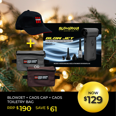 Bushwakka Blow Jet 2-in-1 Blower/Vacuum + CAOS Toiletry Bag + CAOS Baseball Cap